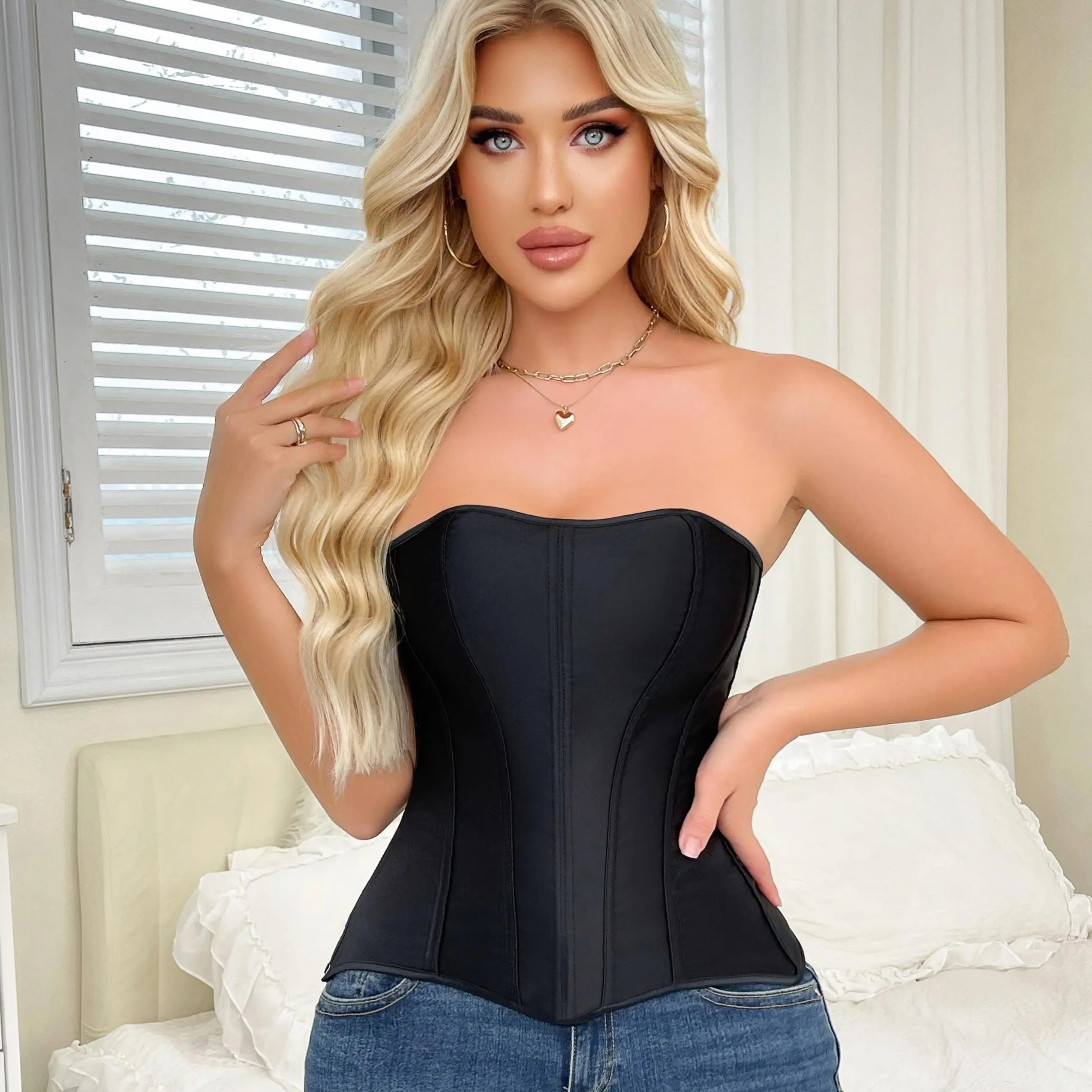 Corset Tops for Women Overbust Renaissance Bustier Lace Up Elegant Cincher Bodysuit Shapewear