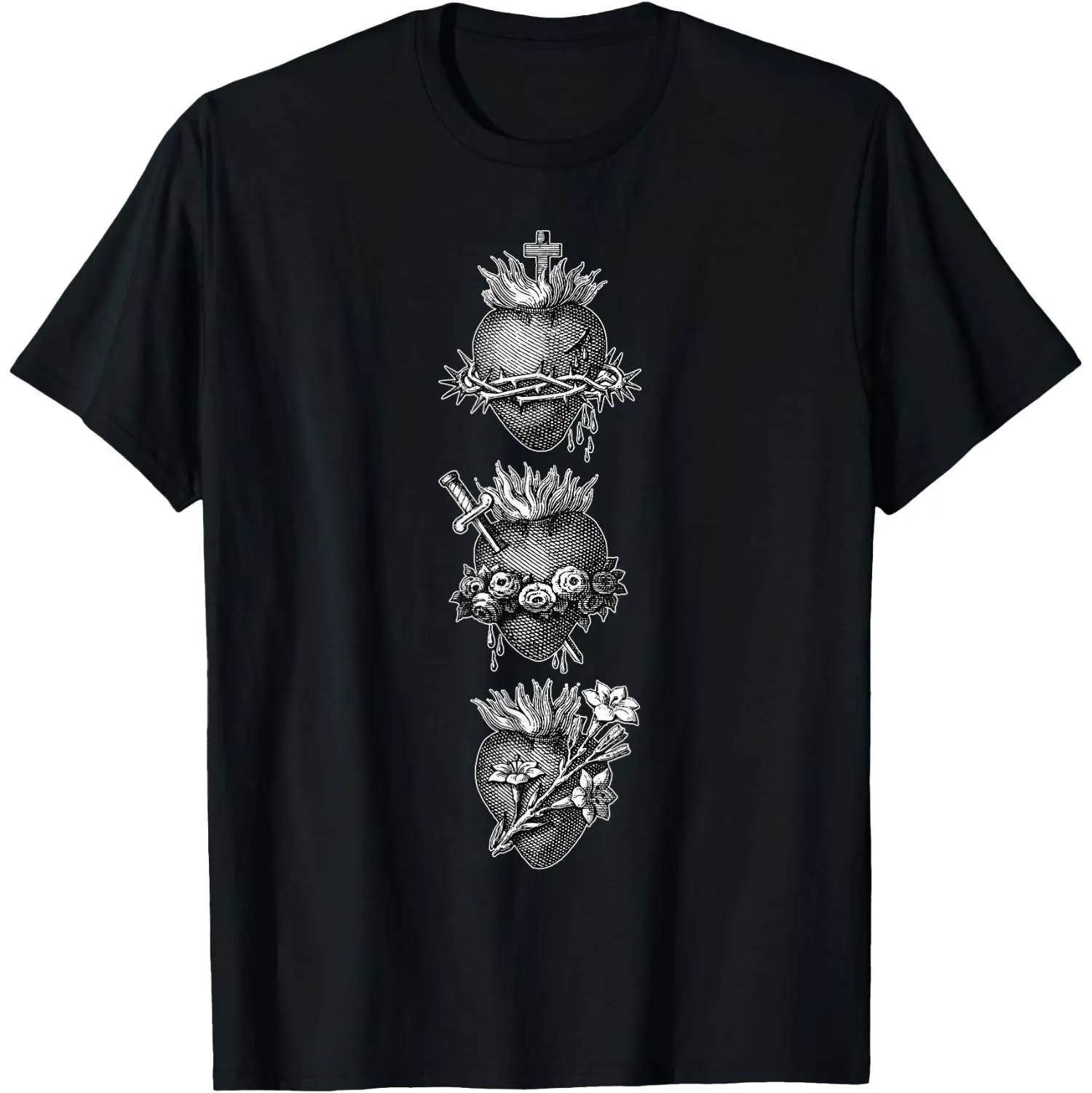 Sacred Hearts of Jesus the Virgin Mary and Saint Joseph T-Shirt