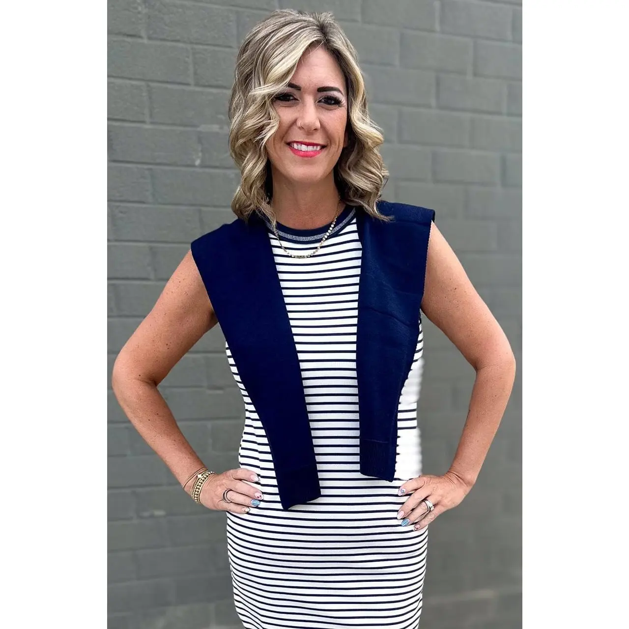 Navy Preppy Mock Sweater Wrap