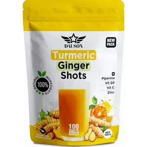Turmeric Ginger Supplements with Piperine, Vitamin C, Vitamin D3 & Zinc | 100 Servings of Ginger Turmeric Shots for Joint, Heart, Brain, Gut & Skin Health | Ayurved | Powder