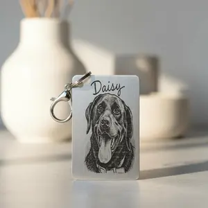 Custom Pet Photo Keychain - Customizable, Engraved Photograph, Personalized Message Option for Dog & Cat Memorial Gift, Customizable Keychains, Engraved Photograph Keychains