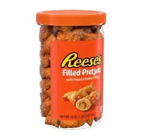 Reese's Filled Pretzels, Peanut Butter Pretzel Nuggets, Crunchy, Ready to Eat, Sweet and Salty Snack, 18oz Jar