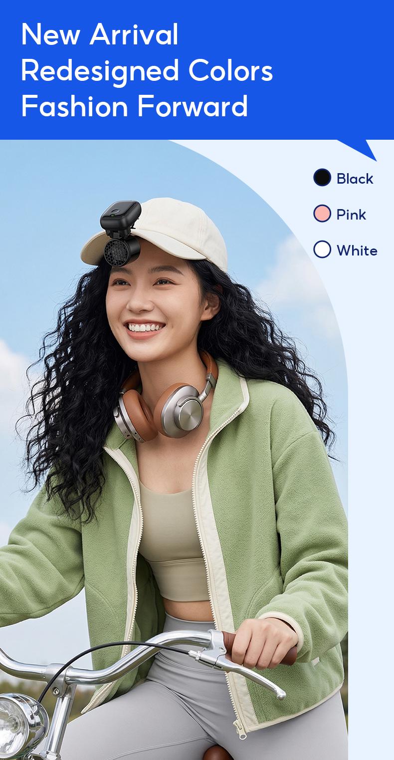 Yodevoe USB rechargeable handheld fan, portable cooling fan, 90° adjustable clip-on fan, mini and compact, suitable for outdoor sports and travel.