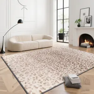 Velvet + soft and comfortable European style retro leopard print pattern printed carpet, Animal Print Rug, home decoration carpet, living room large carpet, sofa cushion, door mat, coffee table mat, bedroom carpet, bedside carpet