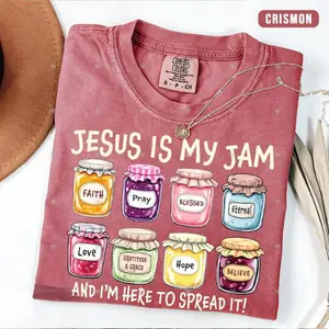 Comfort Colors Jesus Is My Jam, Christian Shirt, Christian Gift, JESUS Christ Shirt, Gift For Christian, Funny Jesus Shirt, Christian MOM tee - HARSIN