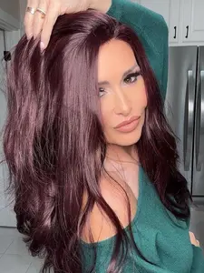 Lovestory Hair Juliet 99JDK Synthetic Lace Front Wig Burgundy Color Short Bob Style Lace Front Wigs for Women Wavy Hair 13x4 Synthetic Replacement Hair Wigs