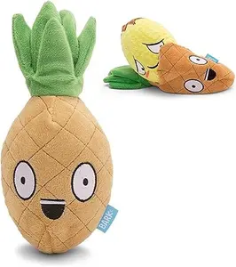 Barkbox 2 in 1 Interactive Plush Dog Toy - Rip and Reveal Toy for Dogs and Puppies - Stimulating Squeaky Pet Toys | Penny Pineapple (Large)