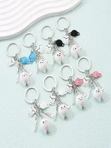 Cute Cartoon Acrylic Tooth Alloy Cup Keychain, Sweet Simple Dental Series Pendant, Gift for Dentist Friends and Family, Dental Theme Keychain
