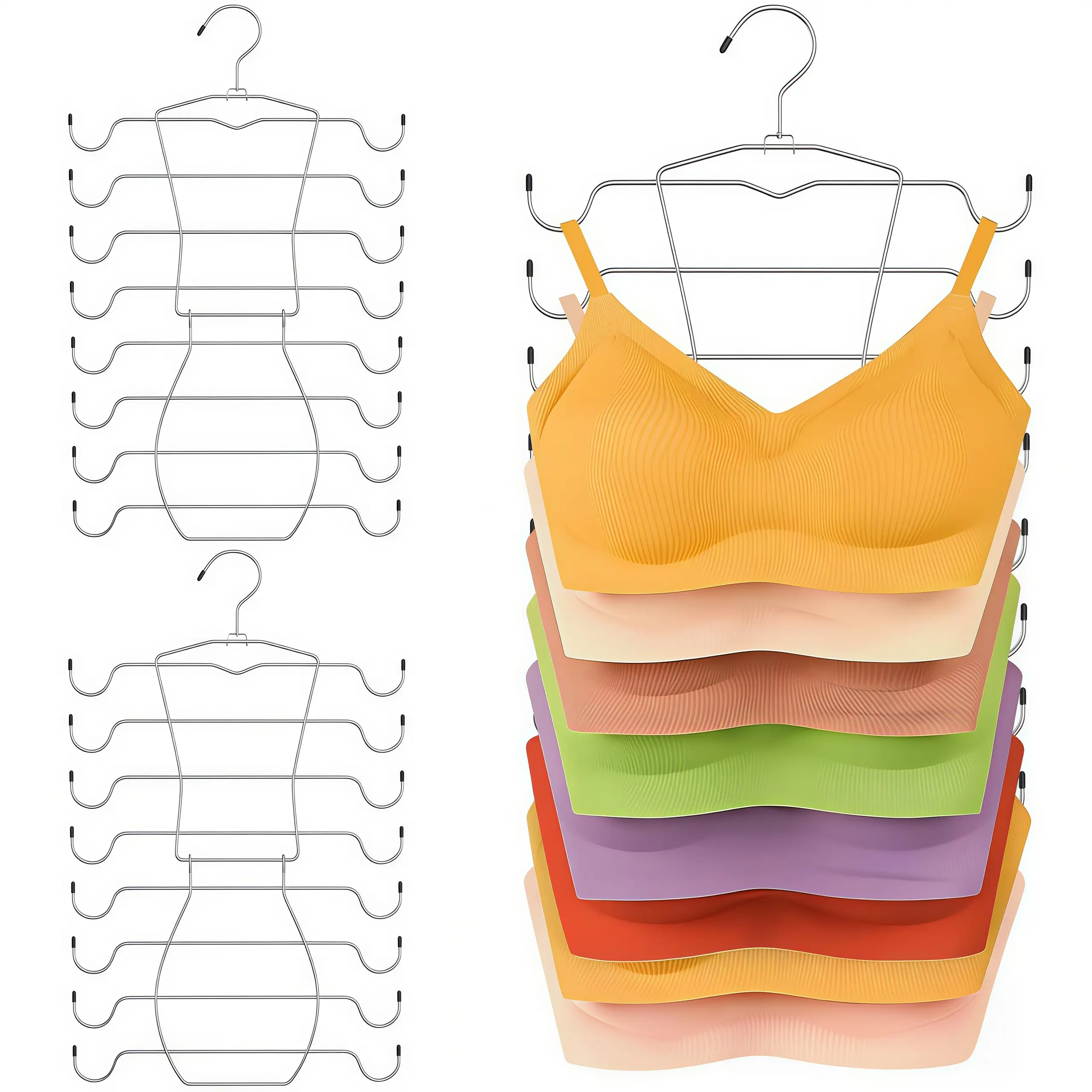 LMMAKE 1PC/2PCS Bra & Tank Top Hanger, Sturdy Metal Space-Saving Sports Bra Storage Holder, Closet Organizer Holds Multiple Bras & Tank Tops Neatly to Save Wardrobe Space