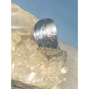 four leaf clover spoon ring size 7.50 heart good luck band wishbone sterling silver women