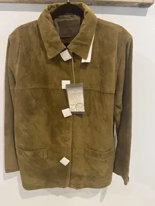 NWT VTG St John's Bay Men Sz M Olive Authentic Washable Suede Leather Jacket