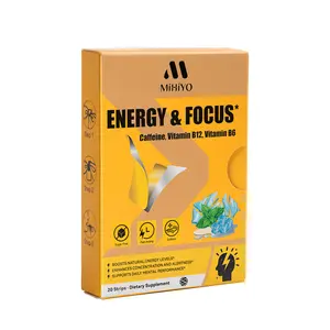 Mihiyo Energy & Focus Strips - Caffeine + B12 Rapid Boost - 0.08mm Instant Melt - Sugar-Free Peppermint (20ct)