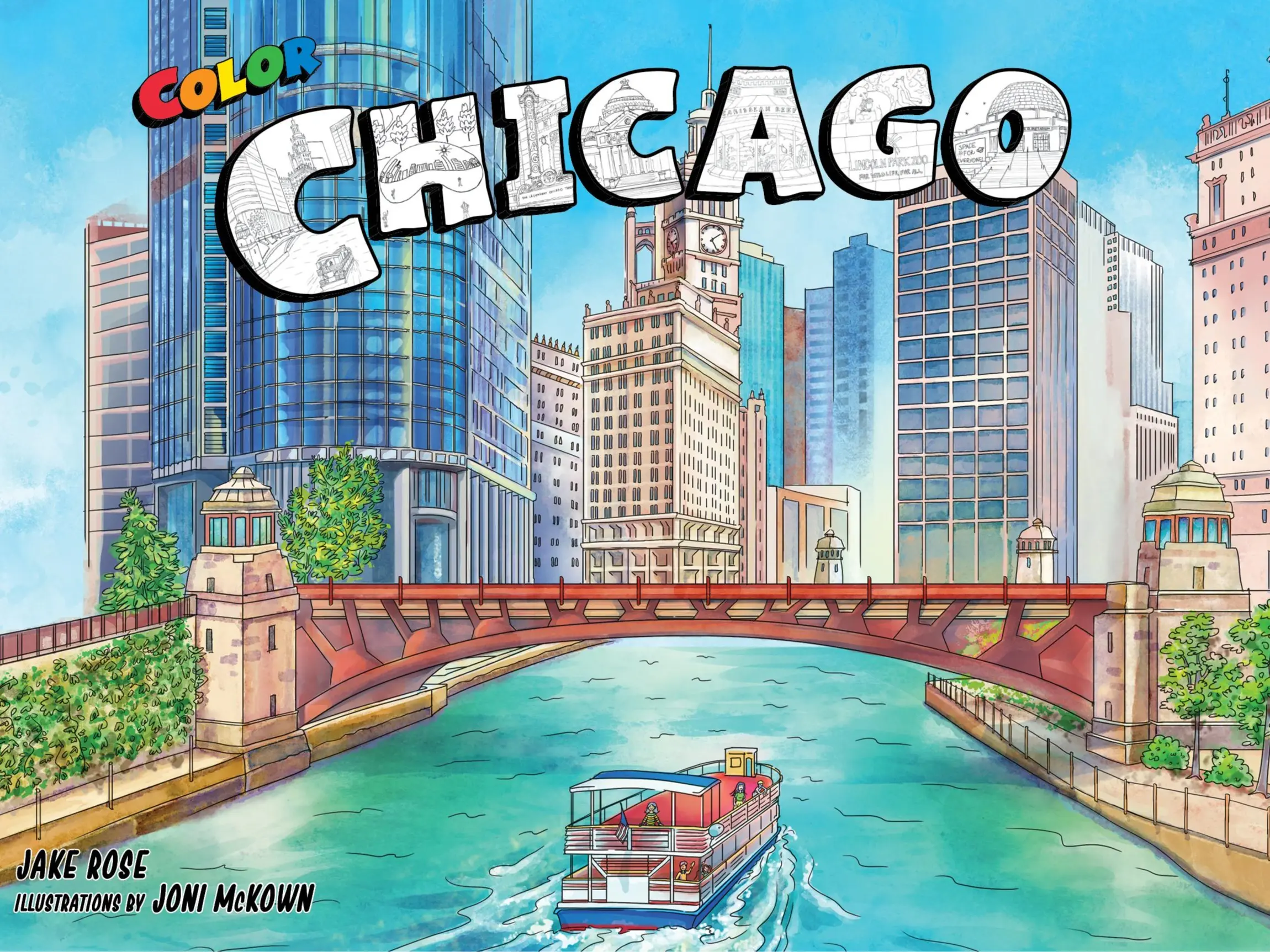 Chicago Themed Pre-Printed Adult Coloring Book, 48-Page Art Supply with Iconic Scenes for Creative Relaxation