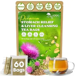 TOG999, Premium Stomach & Liver Herbal Tea – 60 Tea Bags – Milk Thistle Seed, Ginger, Fennel, Peppermint & Licorice – Caffeine-Free – Soothing & Refreshing Herbal Blend for Daily Enjoyment
