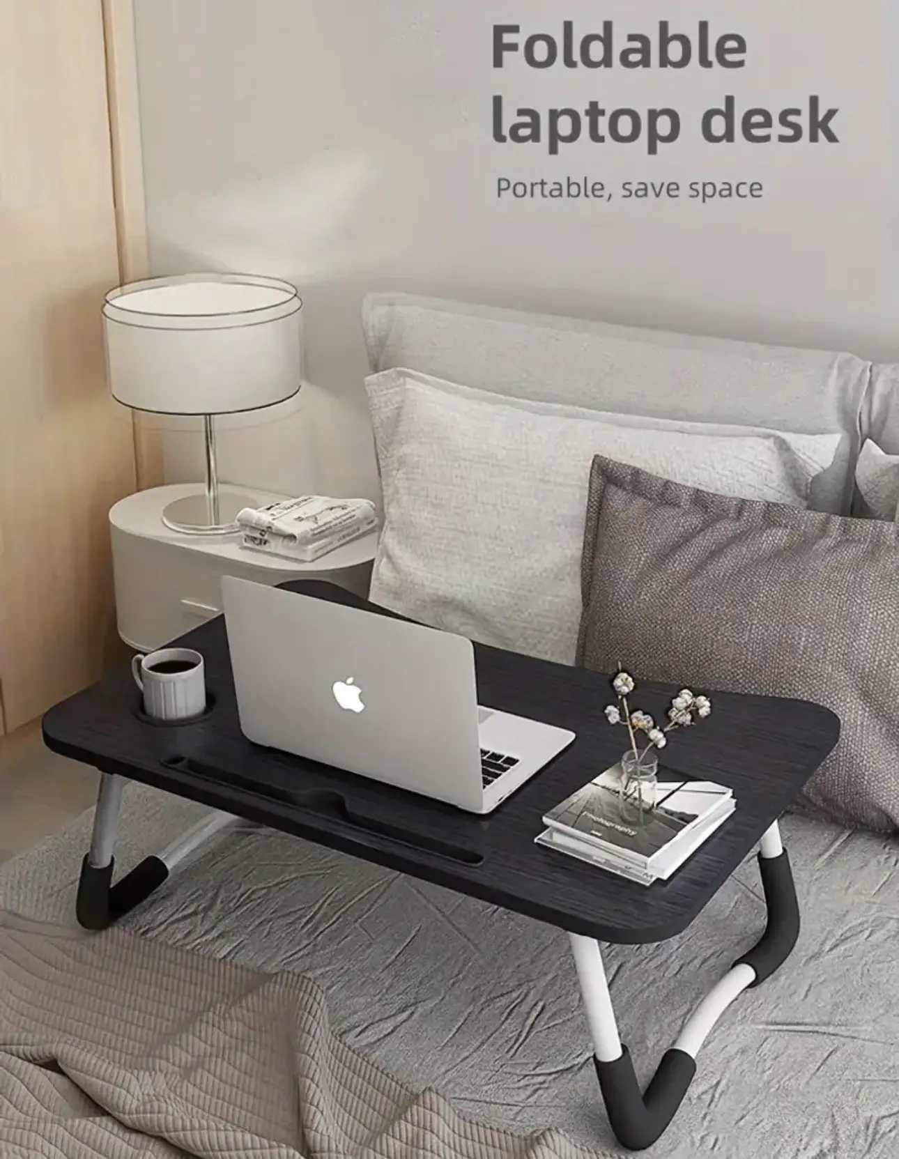 Oversized portable laptop desk ideal for eating, reading and writing in bed, on the sofa, on the floor - stable, durable and foldable