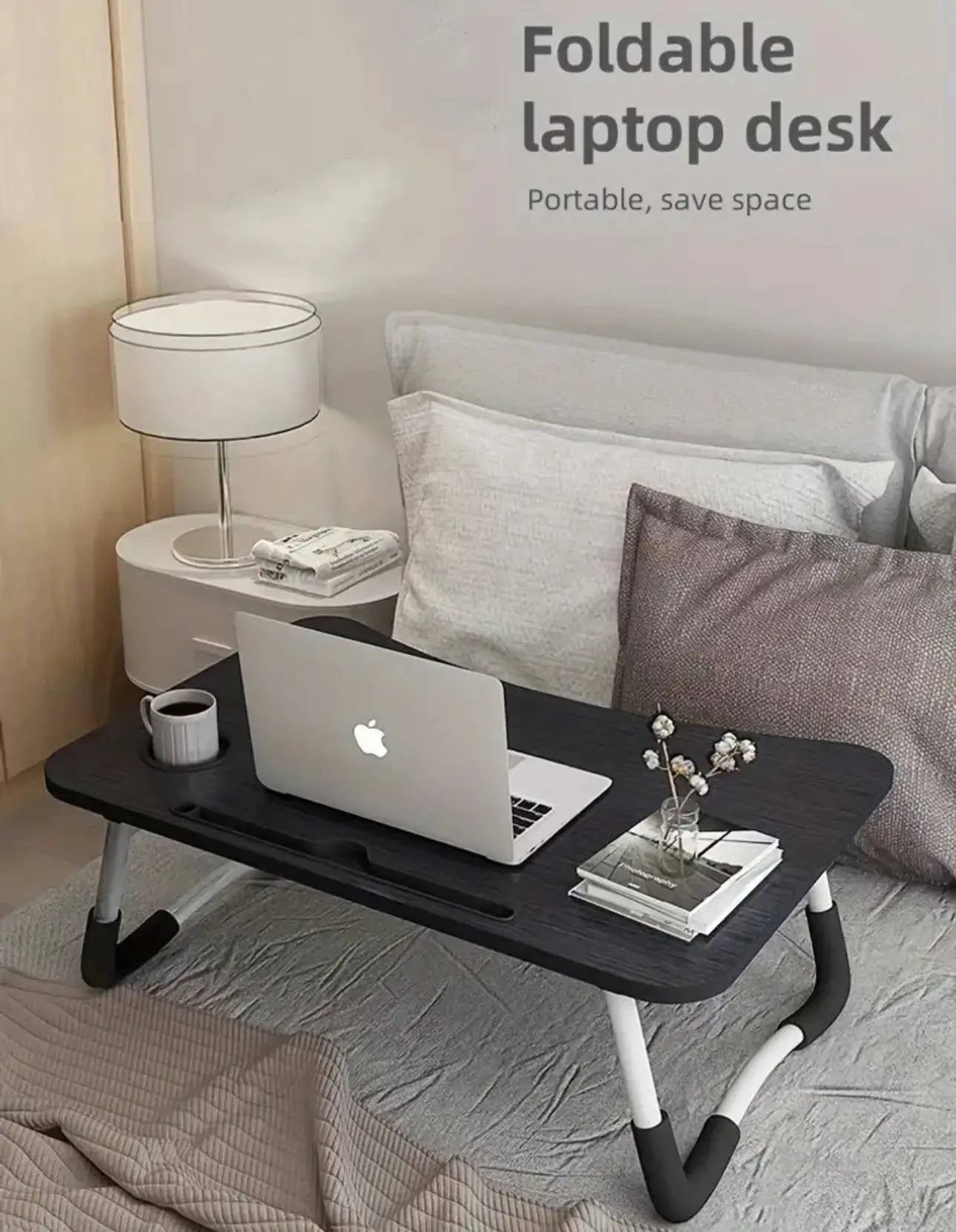 Oversized portable laptop desk ideal for eating, reading and writing in bed, on the sofa, on the floor - stable, durable and foldable