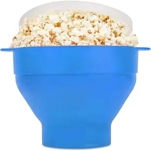 The   Microwave Popcorn Popper,  Popcorn Maker, Collapsible Bowl  and Dishwasher Safe- 20 Colors  (Azure)