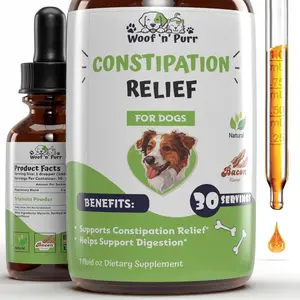 Constipation Relief Laxative for Dogs - 1 fl oz Bacon Flavor for Dog Constipation and Blockage Relief