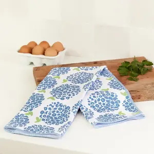 Hydrangea White Kitchen Tea Towel