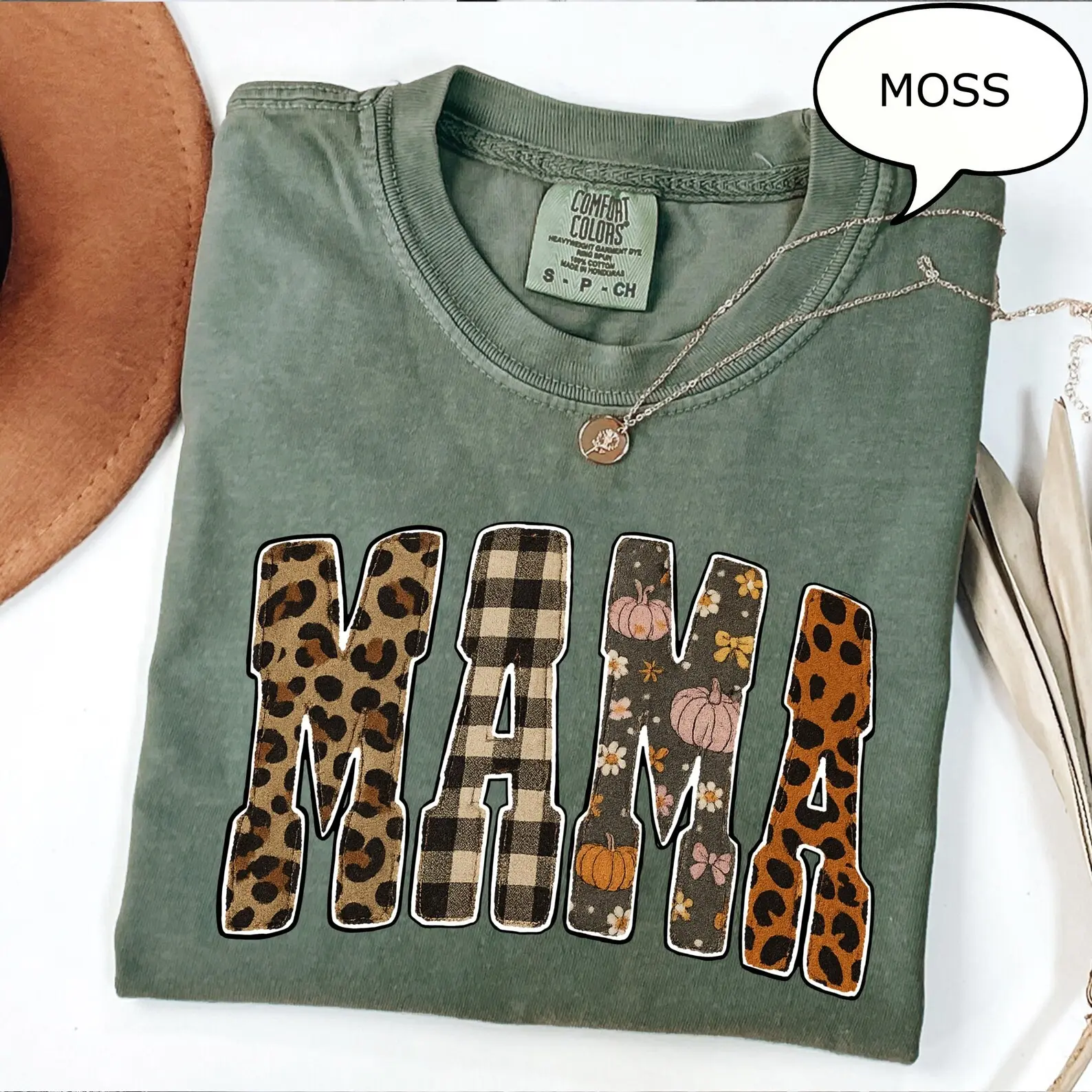 Comfort Colors Leopard Mama T-Shirt, Pumpkin Mama Shirt, Checkered Mama Shirt, Halloween Mama Gift, Fall Mama Shirt