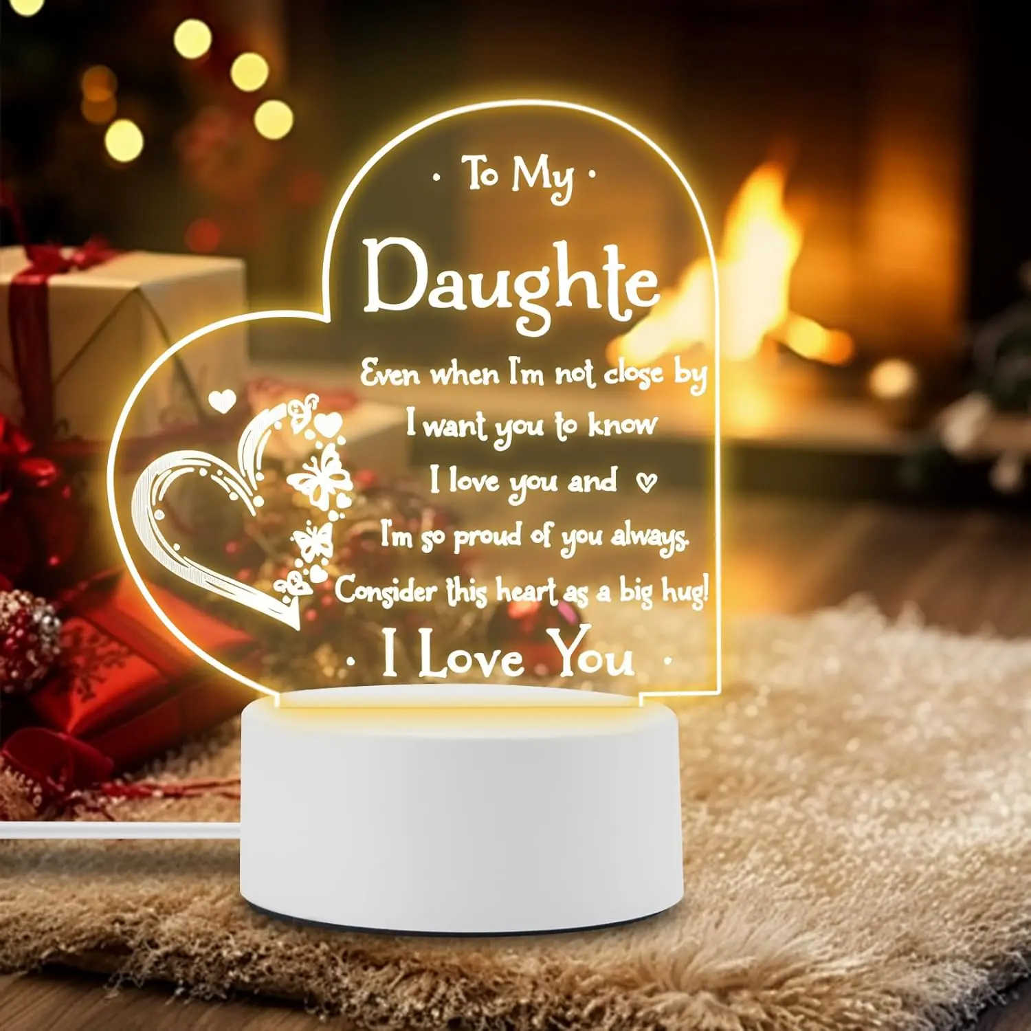 Gifts for Daughter - Delicate Gifts for Daughter from Mom -  Night Light LED Bedside Lamp - Ideal Mother's Day Graduation Wedding Valentines Christmas Gifts for Daughter