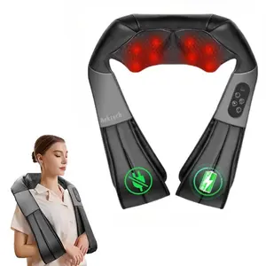 Nekteck mothersdaygift Cordless Shiatsu Neck & Back Massager with Heat - 8 Nodes, 3 Intensity Levels, Rechargeable Battery, Ergonomic Design for Pain Relief
