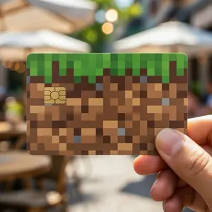 (2 Pack) Funny Minecraft Dirt Debit Card Skin High-Quality Vinyl Card Decal Credit Card Cover Scratch-Resistant Water-Resistant Everyday Accessories