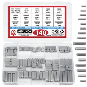 Aimunok Stainless Steel Square Parallel Key Set, Multi-Size Axle Gear Locking Key, Mechanical Transmission Key, Sliding Key Kit,Shaft Gear Fastening Key,Mechanical Transmission Key,304 Stainless Steel Parallel Key