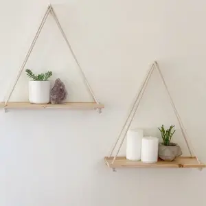 Hanging Shelf Floating Shelves Wall Decor, (Set of 2 w/ Hooks) Reclaimed Wood Shelving, Bathroom Storage Farmhouse, Hanging Decor, New Home Gift