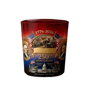 12oz/350ml 250th Anniversary Whiskey Glass, Perfect for Parties And Independence Day Celebrations, Oval Glass Cup, Reusable, Multi-Purpose