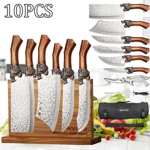 10PCS Handmade Utility Knife Multipurpose Kitchen Must Haves Forged Stainless Steel Boning Knife Fruit Vegetable Chopper Meat