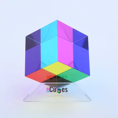 CMY Cubes Hexagonal Glass Display Stand - 1.2x1.2 Inches Mini Cube Holder, Modern Home Decor Prism Pedestal for Displaying, Home Organizer Rack That Enhances Any Room