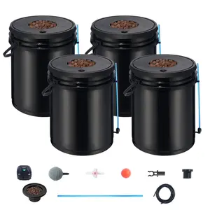 VEVOR DWC Hydroponic System, TikTokShopBlackFriday, 5 Gallon 4 Buckets, Deep Water Culture Growing Bucket, Hydroponics Grow Kit with Pump, Air Stone and Water Level Device, for Indoor/Outdoor Leafy Vegetables
