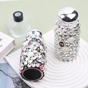 Women's Stainless Steel Insulated Portable Water Bottle (201-300ml) - Bling Rhinestone Rose-Inlaid Leakproof Tumbler with Lid, Car Interior Stowing Accessory, USA Fashion Drinkware, Fast Shipping, Limited Stock