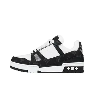 Men's Casual Trainers - Chunky Sole Footwear, Black & White Colorblock Design, Ideal for Streetwear