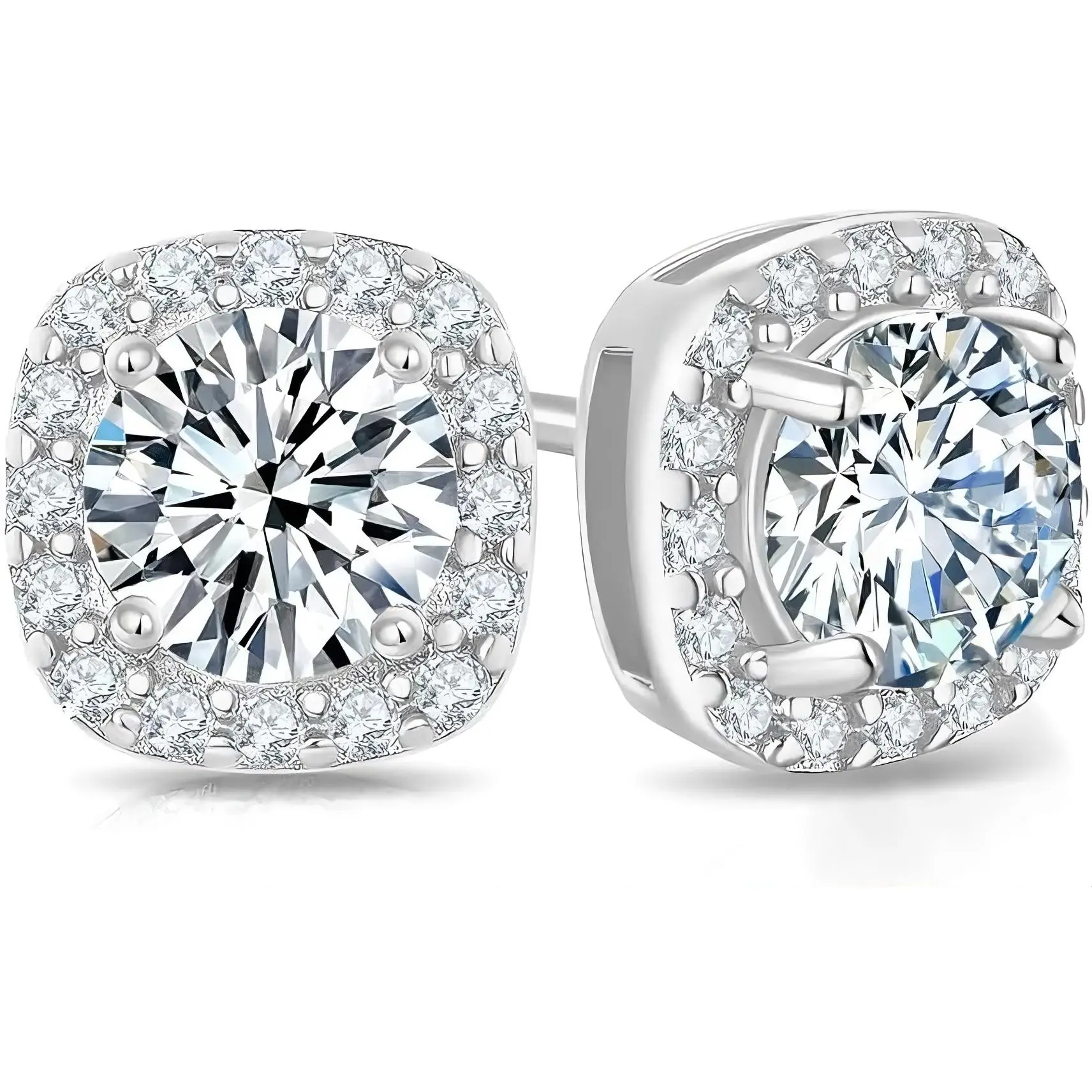 Men's Minimalist S925 Sterling Silver Moissanite Stud Earrings, Classic Round Cut VVS1 D Color, Hypoallergenic with Authenticity Certificate
