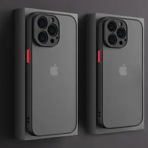Luxury Shockproof Armor Matte Phone Case for iPhone 15/15Plus/15Pro/15ProMax/14/14Plus/14Pro/14ProMax/13/13Mini/13Pro/13ProMax/12/12Mini/12Pro/12ProMax/11/11Pro/11Pro Max Air/17 Pro MAX Translucent Hard PC Cover