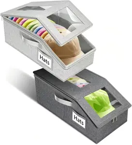 A box designed for storing baseball caps, equipped with a transparent viewing window and a hat stand suitable for baseball caps.