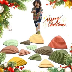makarci 12PCS Balance Stepping Stones for Kids – Durable Obstacle Course Toys with Rubber Bases, Indoor & Outdoor Play for Ages 3-8+, Improves Coordination & Sensory Skills (Forest Colors)