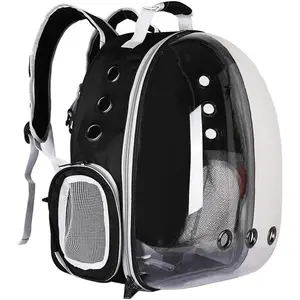 Transparent Bubble Pet Carrier Backpack, Airline-Approved for Cats and Puppies, Designed for Travel, Hiking, and Outdoor Adventures Black