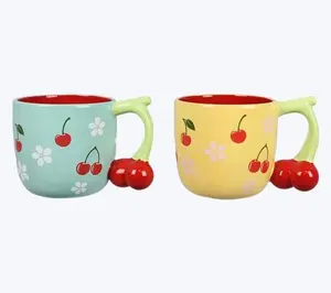 Young's Ceramic Cherry Mugs Set of 2