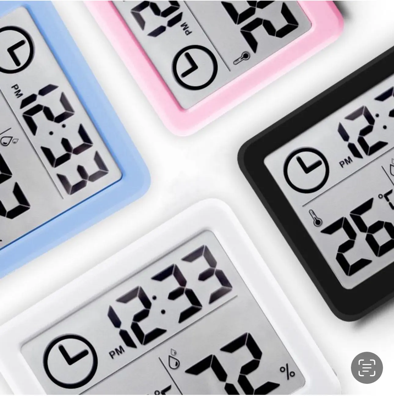 Electronic LCD Thermometer Digital Clock Hygrometer, Temp & Humidity Monitor for Beauty & Personal Care Routines