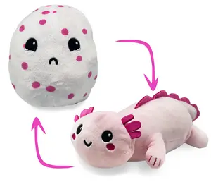 Hatchkinz | Reversible Axolotl to Egg Plushie | Happy + Sad | Show Your Mood | Stress Relief Plush 8"