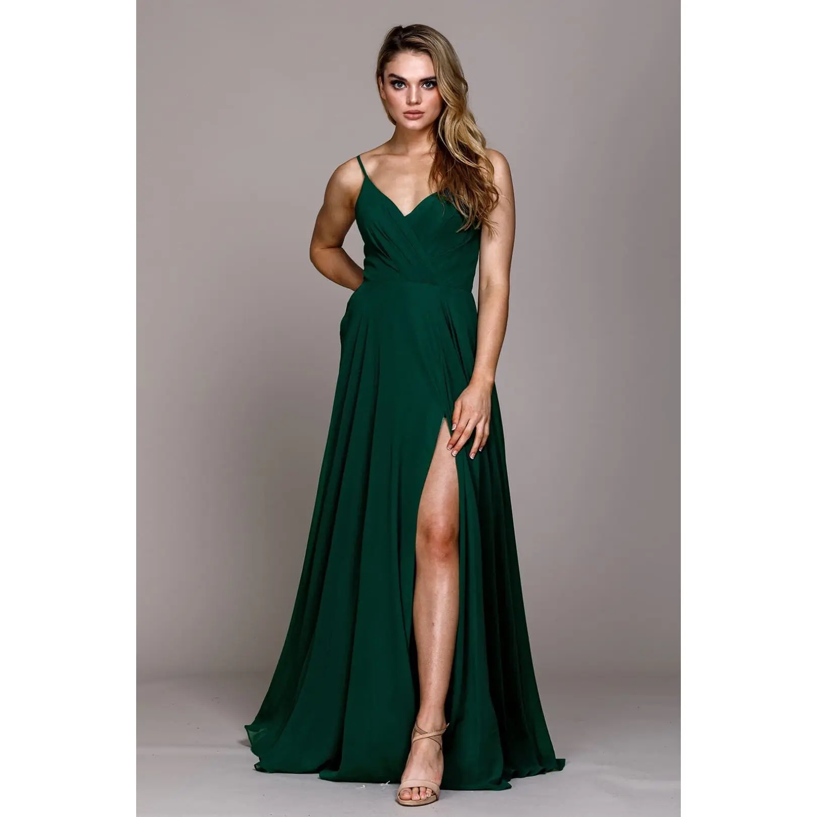 Emerald green Bridesmaid Dresses-Inexpensive Amelia Couture 477 Straps Prom