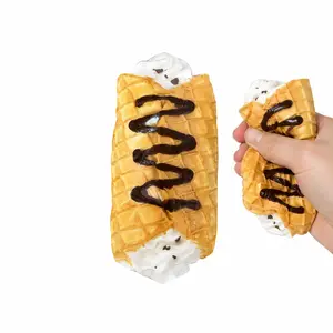 Chocolate Waffle Cream Roll Squishy Toy, Safe Non-Toxic Slow Rising Stress Relief Squeeze Fidget Toy for Anxiety, Cute Dessert Decompression Toy