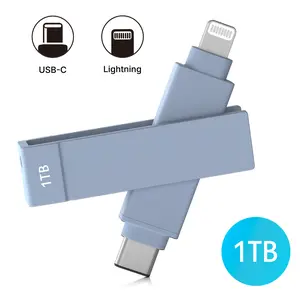 iXflash 1TB Lightning & USB C 3.2 Photo Stick Flash Drive for iPhone, iPad, Mac, & PC - Blue