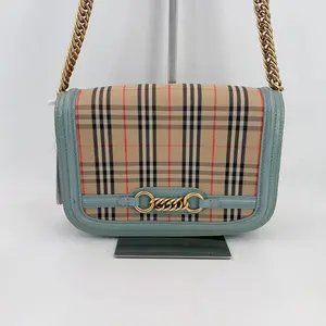 Pre-owned BURBBERY canvas Crossbody Bags Burberry House Check Small Chain Link Shoulder Bag