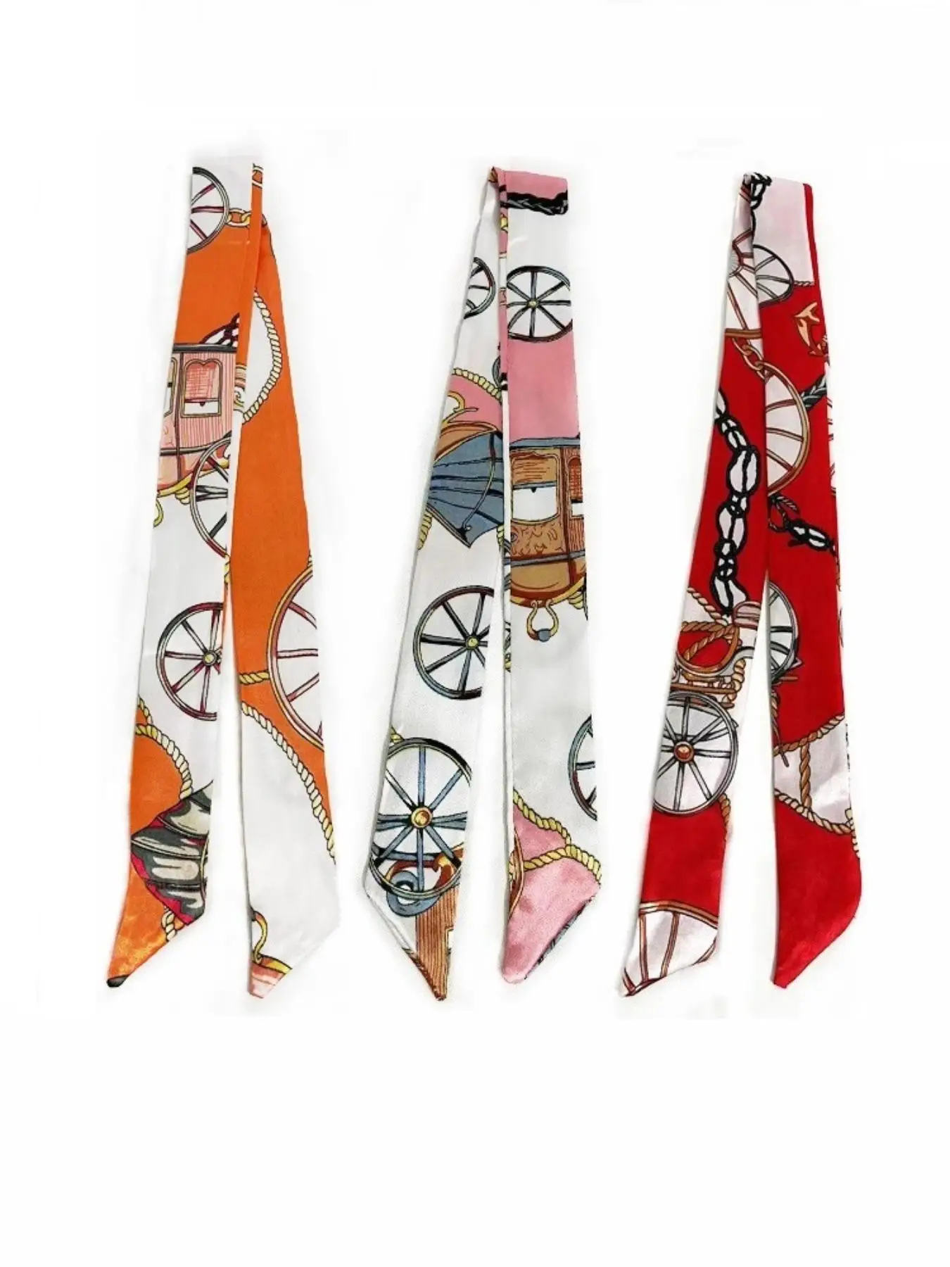 Colorblock Carriage Pattern Scarf, Multifunctional Hair Tie, Fashionable Decorative Ribbon for Wallet & Clothing