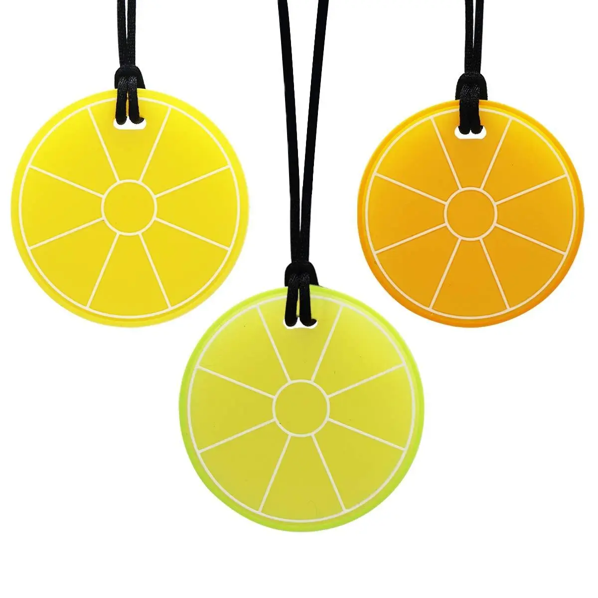 BY-FAN4 Lemon Sensory Chew Necklace - Chewing Necklace Teething Necklace Teether Necklace for Kids, Boys Girls and Adults - Designed for Chewing, Autism Sensory Teether  (3 Pack)