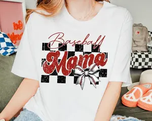 Baseball Mama T-Shirt - Soft Ring-Spun Cotton Graphic Tee - Mother's Day Gift for Baseball Moms - Game Day Casual Shirt - Comfortable Ballpark Mama Apparel